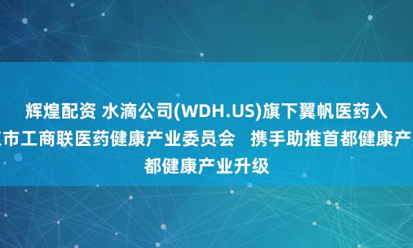 辉煌配资 水滴公司(WDH.US)旗下翼帆医药入选北京市工商联医药健康产业委员会   携手助推首都健康产业升级